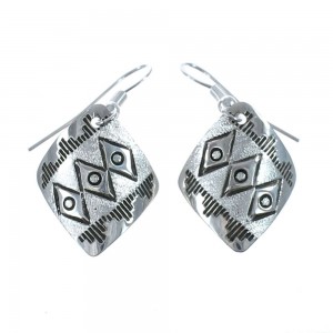 Native American Genuine Sterling Silver Hook Dangle Earrings JX126805