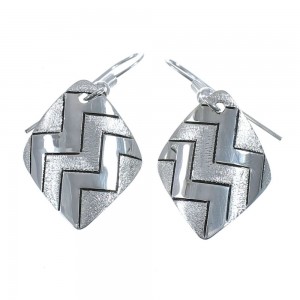 Native American Genuine Sterling Silver Hook Dangle Earrings JX126806