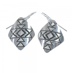 Native American Genuine Sterling Silver Hook Dangle Earrings JX126807