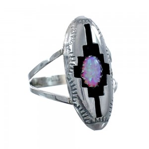 Navajo Sterling Silver Pink Opal Ring Size 8 AX126963
