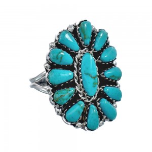 Native American Turquoise Sterling Silver Ring Size 6-1/4 AX126928