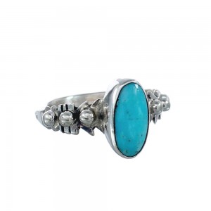 Native American Turquoise Genuine Sterling Silver Navajo Ring Size 7 AX126921