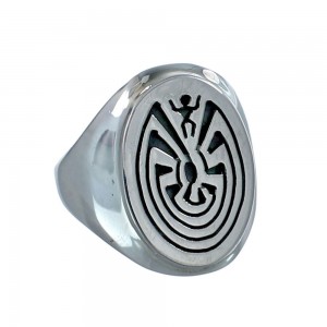 Authentic Sterling Silver Man In The Maze Navajo Ring Size 12 AX126207
