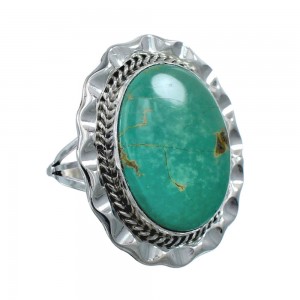 Native American Sterling Silver Turquoise Hand Crafted Ring Size 8-3/4 AX126244