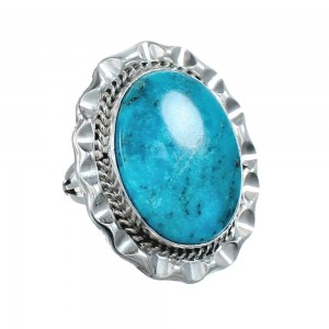 Native American Sterling Silver Turquoise Hand Crafted Ring Size 6 AX126252