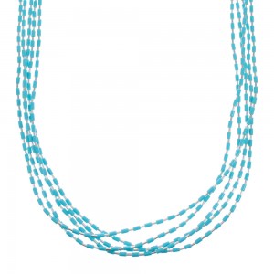 Hand Strung Liquid Silver Turquoise Necklace JX126242