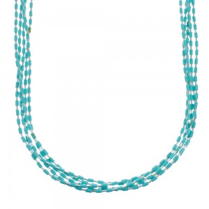 Hand Strung Liquid Silver 5-Strand Turquoise Necklace JX126248