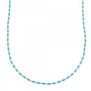 Hand Strung Liquid Silver Turquoise Necklace JX126245