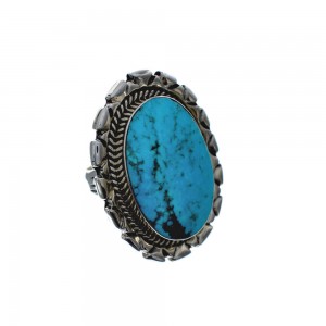 Native American Sterling Silver And Turquoise Ring Size 7-3/4 AX127076