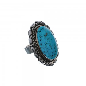 Native American Sterling Silver And Turquoise Ring Size 7-3/4 AX127078