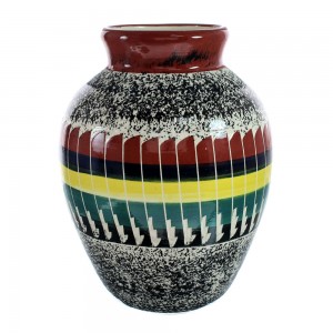 Native American Pottery Hand Crafted Navajo Pot By Agnes Woods JX127348
