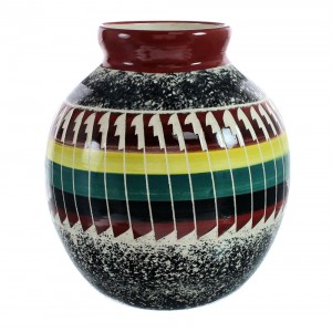 Native American Pottery Hand Crafted Navajo Pot By Agnes Woods JX127359