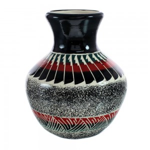 Native American Pottery Hand Crafted Navajo Pot By Agnes Woods JX127365