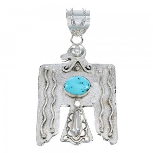 Authentic Navajo Thunderbird Turquoise Sterling Silver Pendant AX127424