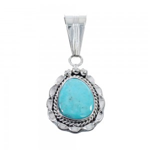 Turquoise Authentic Twisted Sterling Silver Navajo Pendant AX127435