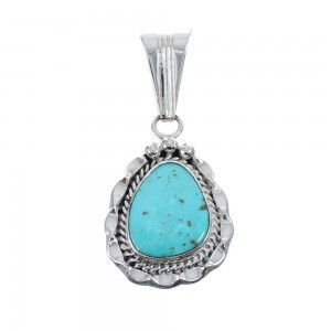 Turquoise Authentic Twisted Sterling Silver Navajo Pendant AX127436