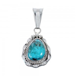 Turquoise Authentic Twisted Sterling Silver Navajo Pendant AX127437