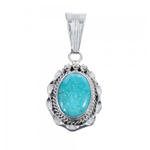 Turquoise Authentic Twisted Sterling Silver Navajo Pendant AX127439