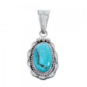Turquoise Authentic Twisted Sterling Silver Navajo Pendant AX127442
