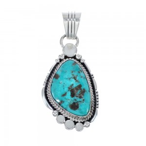 Native American Navajo Genuine Sterling Silver And Turquoise Pendant AX127447