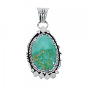 Native American Navajo Genuine Sterling Silver And Turquoise Pendant AX127452