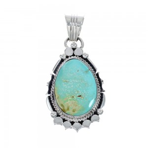 Native American Navajo Genuine Sterling Silver And Turquoise Pendant AX127453