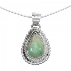 Navajo Sterling Silver Turquoise 18-1/8" Italian Snake Chain Pendant Necklace Set AX127470