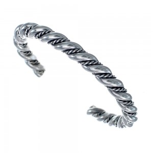 Native American Navajo Twisted Sterling Silver Cuff Bracelet AX127479