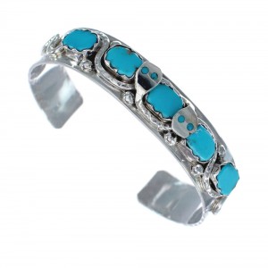 Turquoise Sterling Silver Zuni Effie Calavaza Snake Cuff Bracelet AX127480