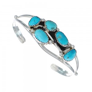 Native American Navajo Turquoise Sterling Silver Cuff Bracelet AX127485