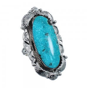 Native American Sterling Silver Turquoise Hand Crafted Ring Size 8 AX127525