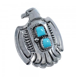 Native American Turquoise Silver Eagle Ring Size 7-3/4 AX127529