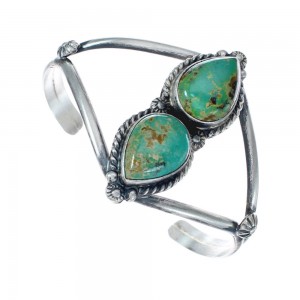 Native American Genuine Sterling Silver Turquoise Stone Cuff Bracelet AX127670