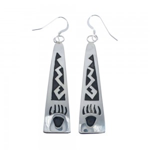 Native American Sterling Silver Bear Paw Hook Dangle Earrings JX127859
