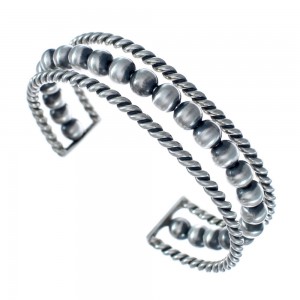 Navajo Sterling Silver Bead Cuff Bracelet AX127674