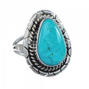 Native American Turquoise Sterling Silver Navajo Ring Size 8 AX127895