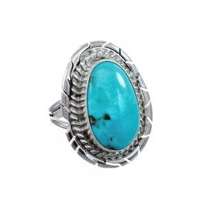 Native American Turquoise Sterling Silver Navajo Ring Size 6-3/4 AX127896