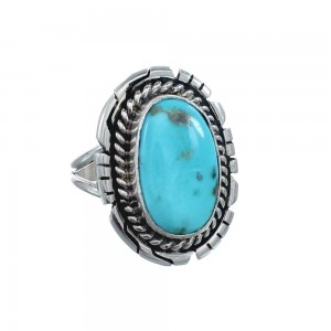 Native American Turquoise Sterling Silver Navajo Ring Size 8 AX127898