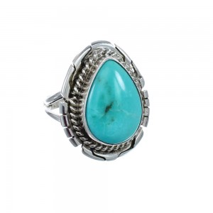 Native American Turquoise Sterling Silver Navajo Ring Size 8-3/4 AX127903