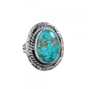 Native American Turquoise Sterling Silver Navajo Ring Size 5-3/4 AX127905