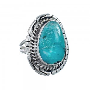 Native American Turquoise Sterling Silver Navajo Ring Size 5-3/4 AX127908