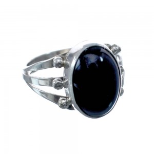 Sterling Silver And Onyx Navajo Ring Size 6-1/2 AX127849