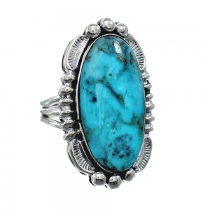 Native American Sterling Silver Turquoise Ring Size 6 AX127819