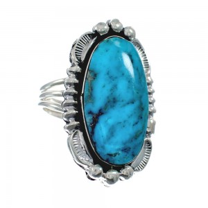 Native American Sterling Silver Turquoise Ring Size 5-1/2 AX127824