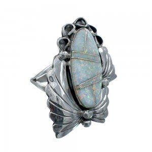 Genuine Sterling Silver Navajo Opal Inlay Leaf Ring Size 11 AX127707