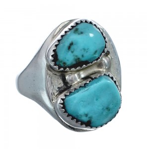 Turquoise Zuni Genuine Sterling Silver Ring Size 11-1/2 AX127805