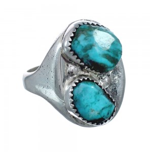 Turquoise Zuni Genuine Sterling Silver Ring Size 10 AX127808
