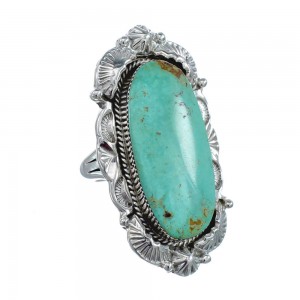 Native American Sterling Silver Turquoise Hand Crafted Ring Size 7-3/4 AX127844