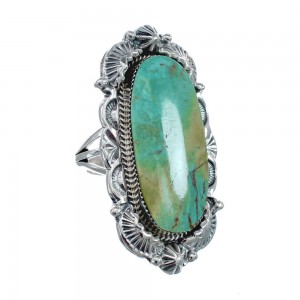 Native American Sterling Silver Turquoise Hand Crafted Ring Size 7-1/2 AX127847