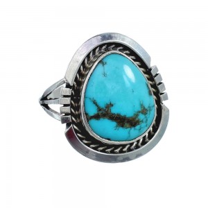 Turquoise Navajo Authentic Sterling Silver Ring Size 5-3/4 AX127816